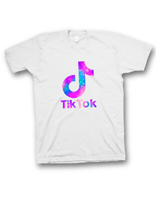 TIK-TOK - Biała różowe logo - Koszulka z nadrukiem dziecięca