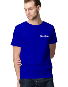 POLICJA - Niebieska - Koszulka z nadrukiem Męska