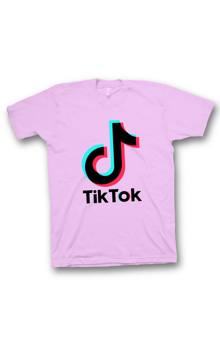 TIK-TOK - Różowa czarne logo - Koszulka z nadrukiem dziecięca